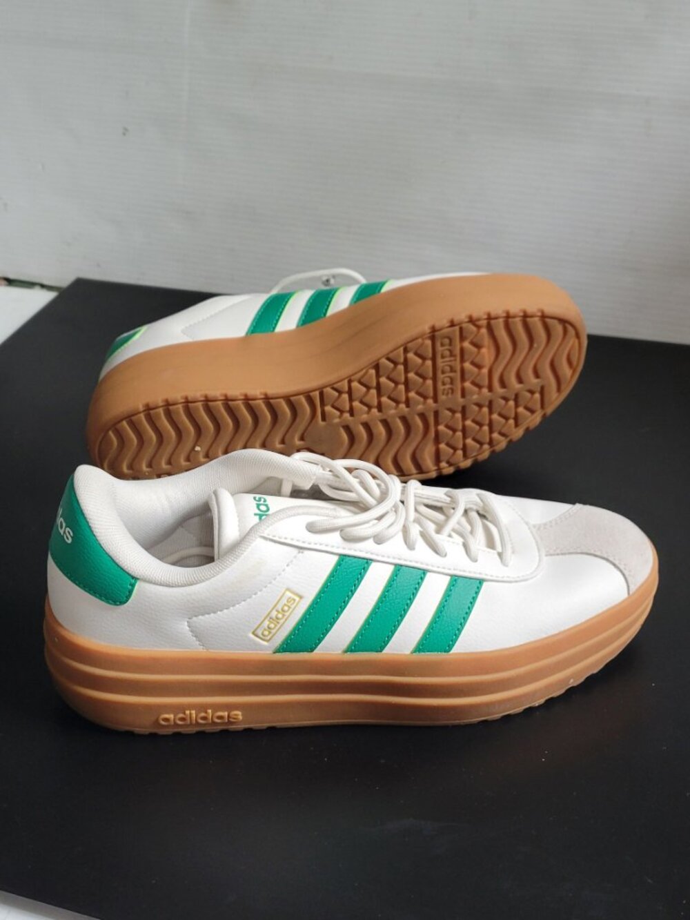 adidas VL Court Bold Core White Court Green Gold Metallic Women Casual JQ7832